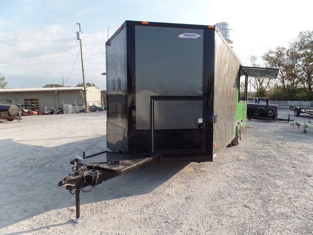 8.5' x 22' Concession BBQ Food Trailer Charcoal Grey/Green