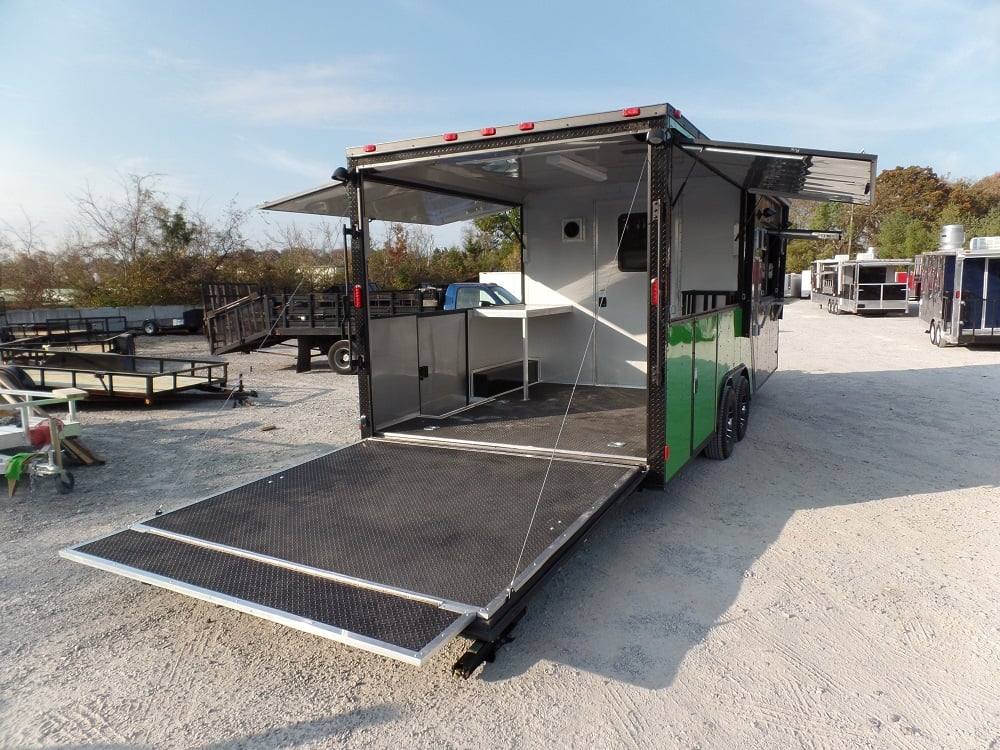 8.5' x 22' Concession BBQ Food Trailer Charcoal Grey/Green