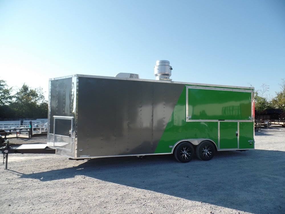 8.5' x 22' Concession BBQ Food Trailer Grey/Green With Appliances