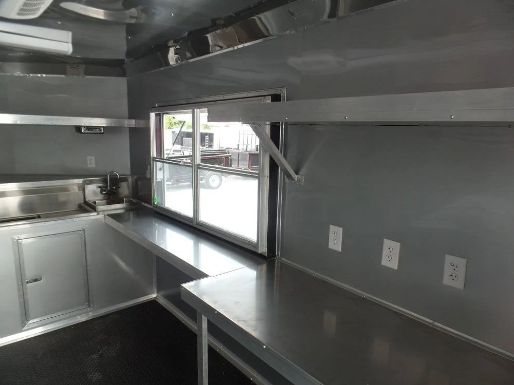 8.5' x 22' Concession BBQ Food Trailer Grey/Green With Appliances