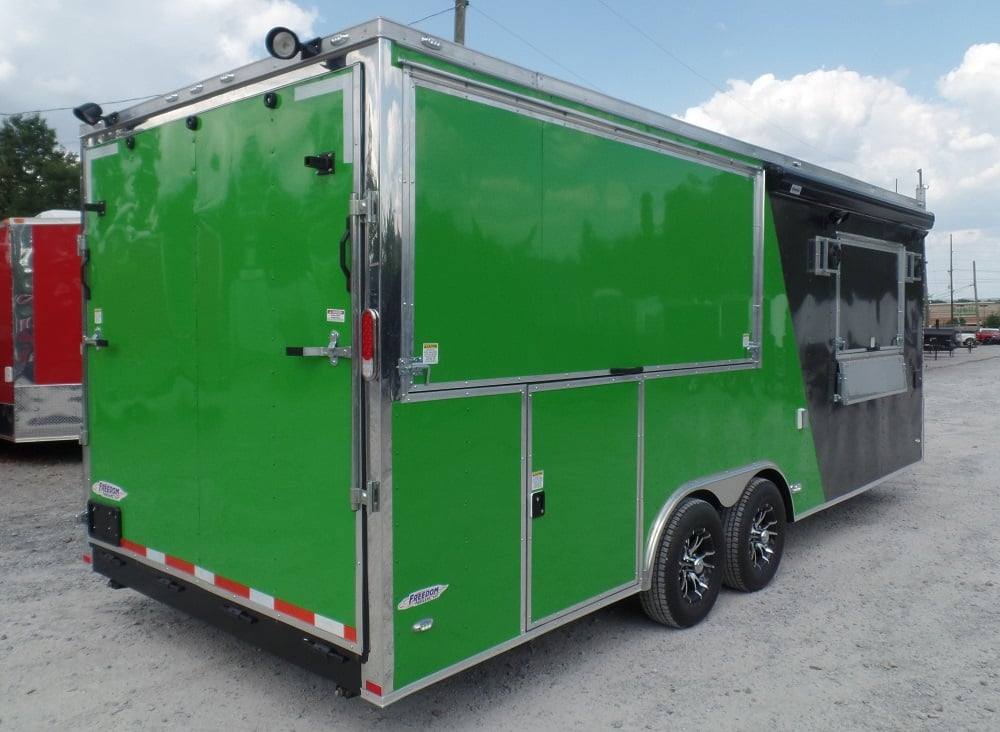 8.5' x 22' Concession BBQ Food Trailer Grey/Green With Appliances