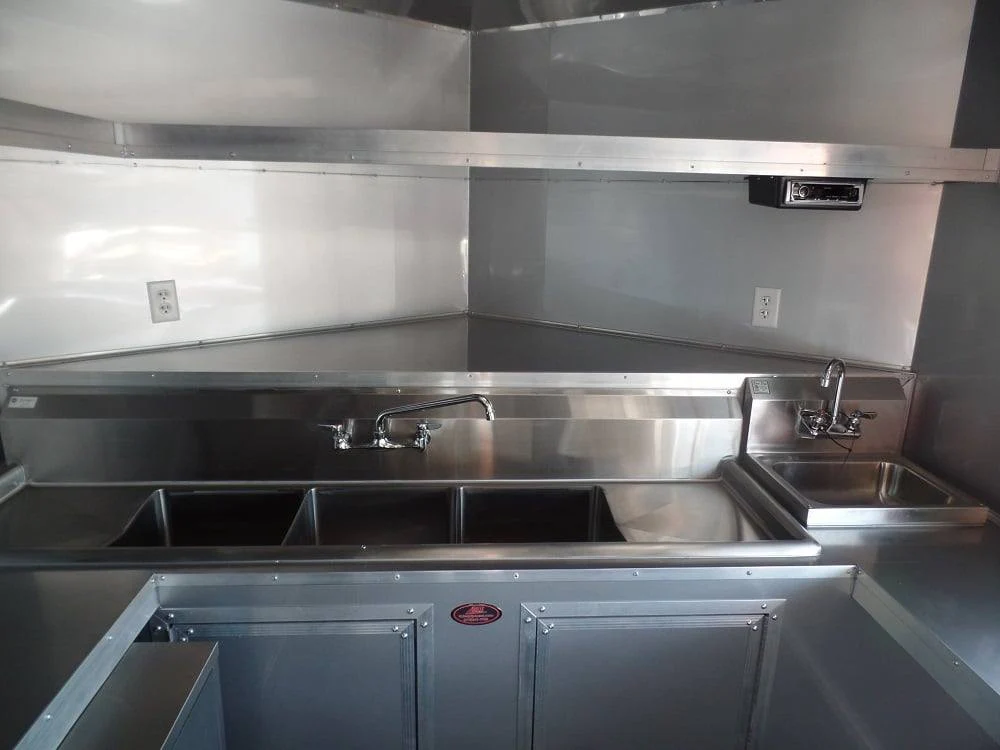8.5' x 22' Concession BBQ Food Trailer Grey/Green With Appliances