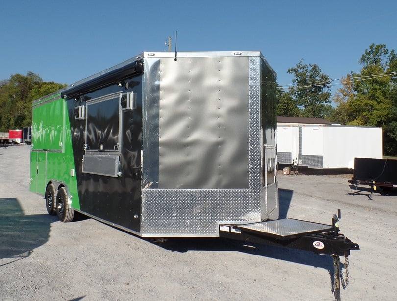 8.5' x 22' Concession BBQ Food Trailer Grey/Green With Appliances