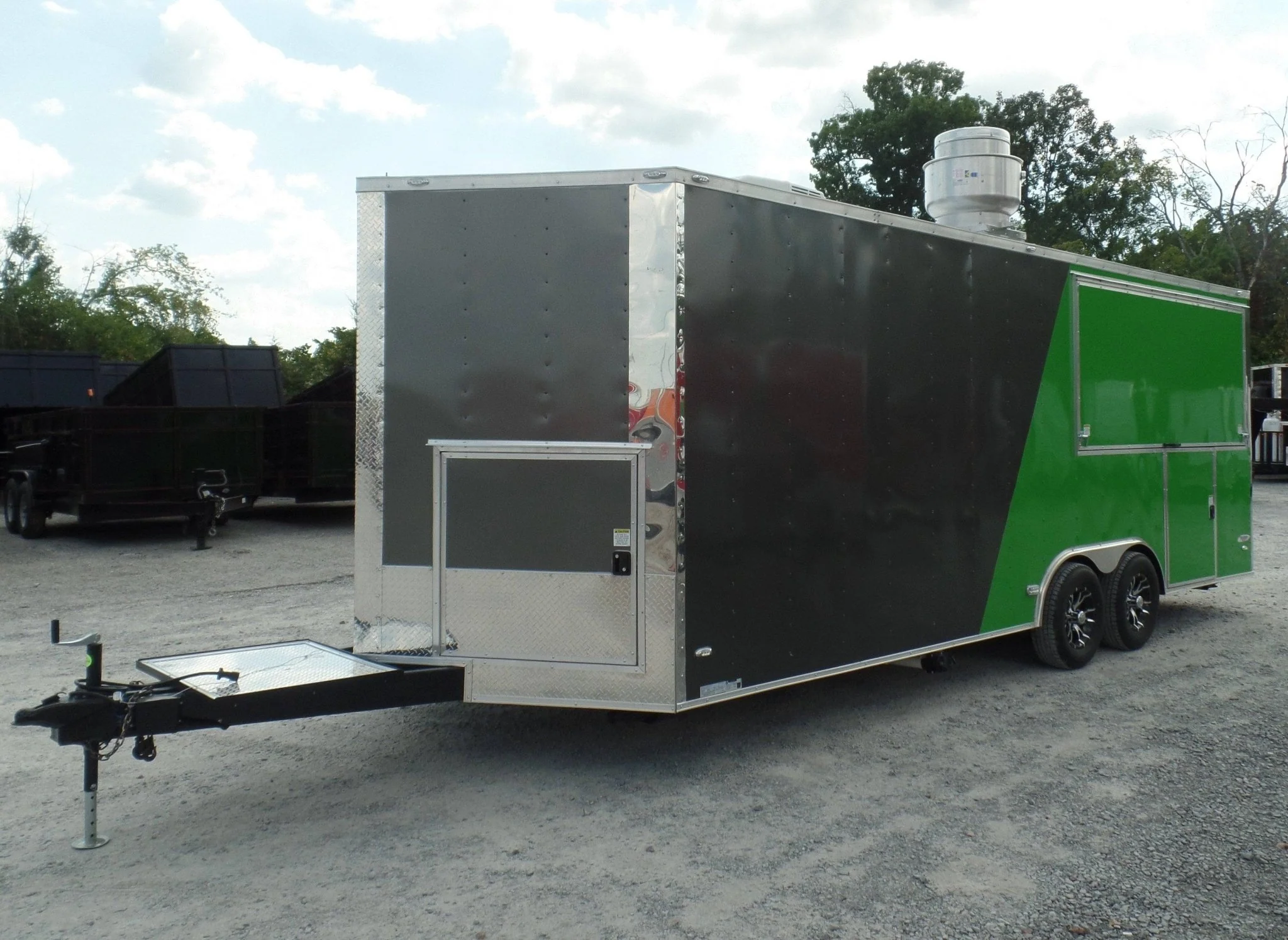 8.5' x 22' Concession BBQ Food Trailer Grey/Green With Appliances