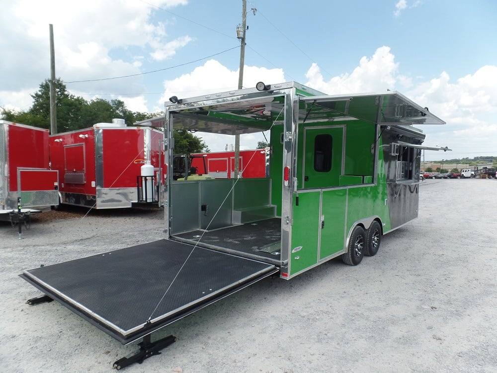 8.5' x 22' Concession BBQ Food Trailer Grey/Green With Appliances