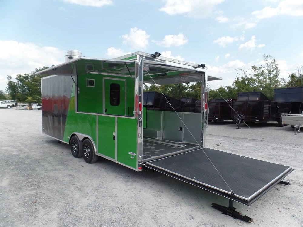 8.5' x 22' Concession BBQ Food Trailer Grey/Green With Appliances