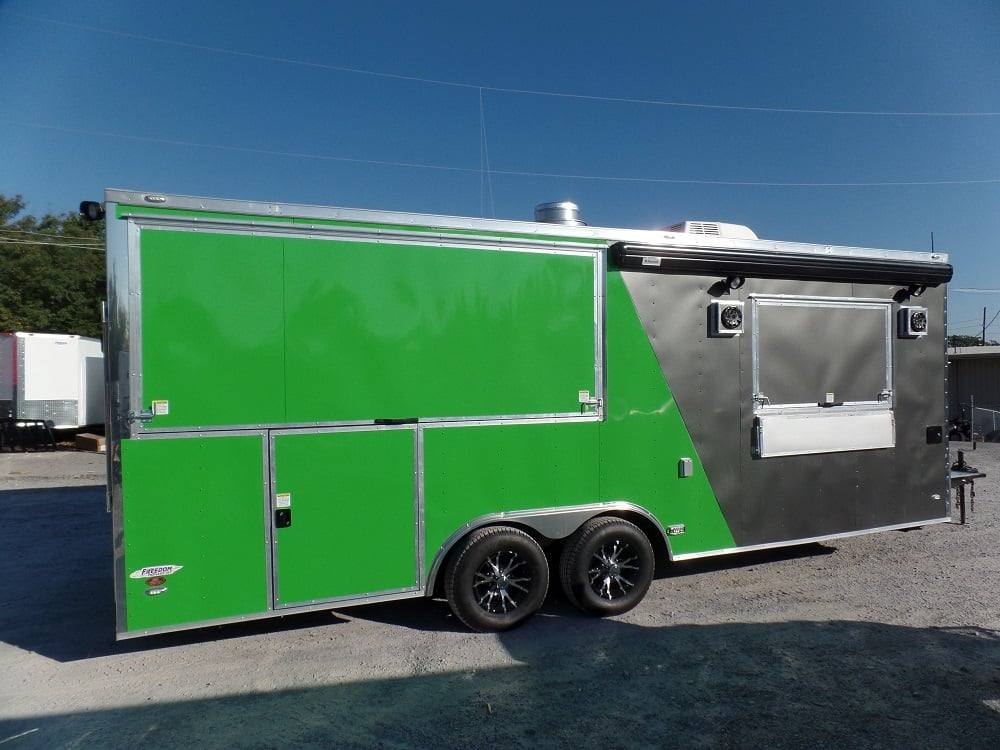 8.5' x 22' Concession BBQ Food Trailer Grey/Green With Appliances