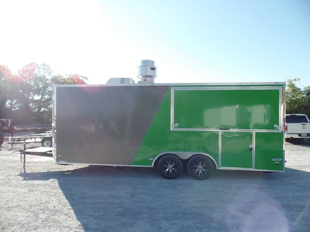 8.5' x 22' Concession BBQ Food Trailer Grey/Green With Appliances