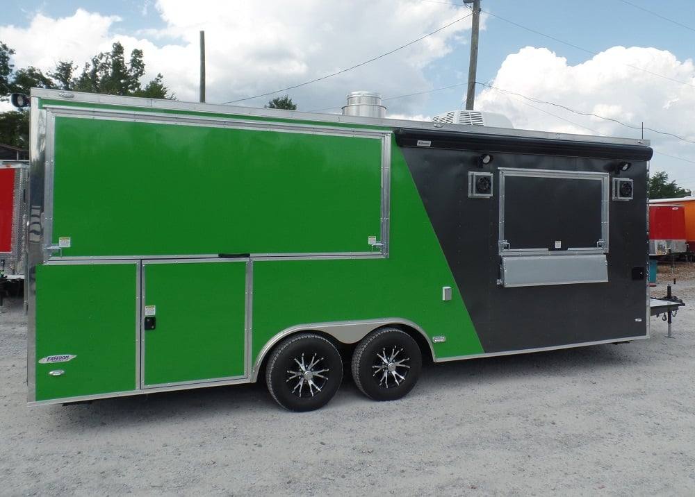 8.5' x 22' Concession BBQ Food Trailer Grey/Green With Appliances