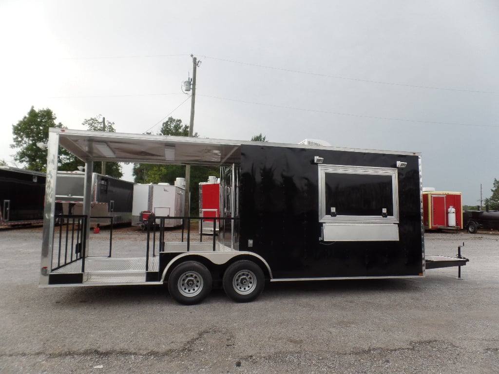 550-8.5-x-22-concession-food-trailer-black-bbq-event-15.jpg 8.5' x 22' Concession Food Trailer Black BBQ Event