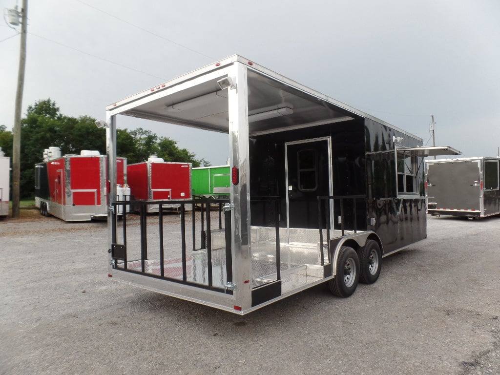 550-8.5-x-22-concession-food-trailer-black-bbq-event-18.jpg 8.5' x 22' Concession Food Trailer Black BBQ Event