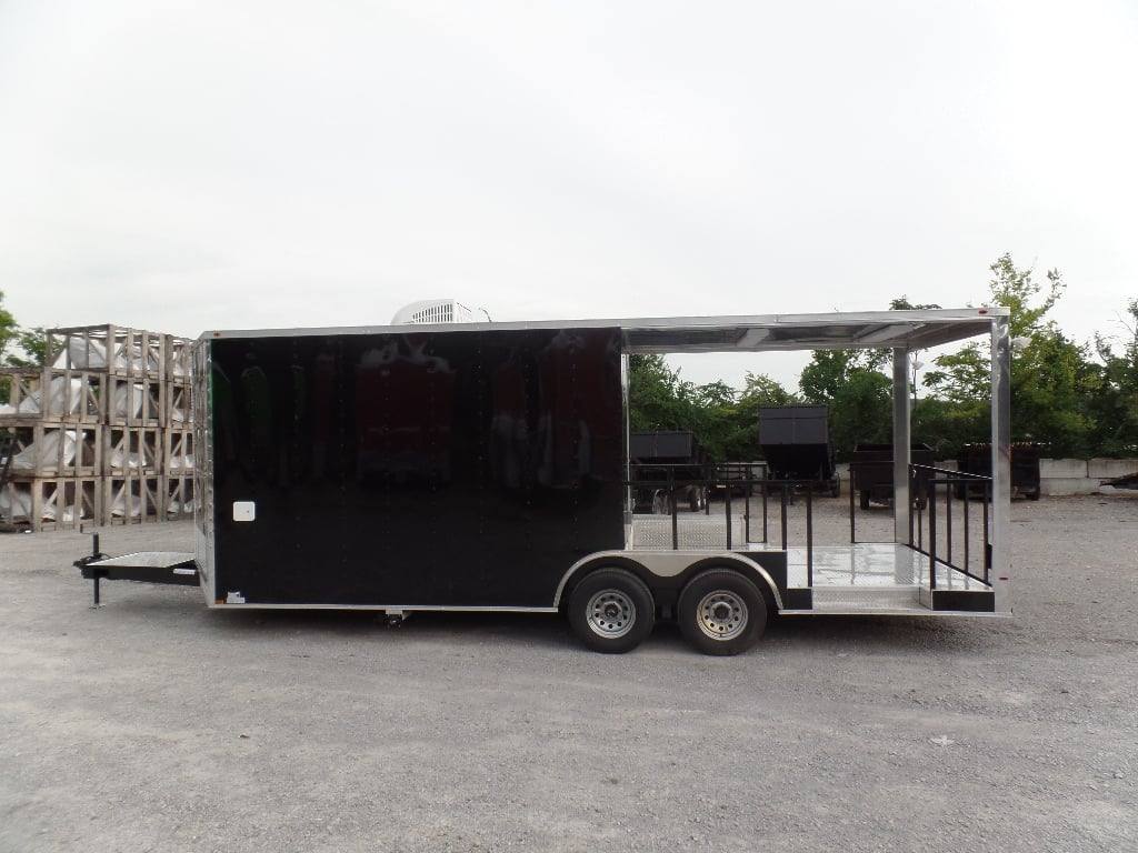 550-8.5-x-22-concession-food-trailer-black-bbq-event-2.jpg 8.5' x 22' Concession Food Trailer Black BBQ Event