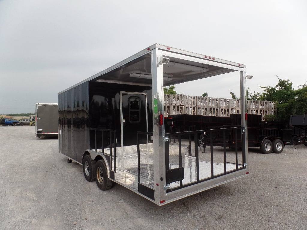 550-8.5-x-22-concession-food-trailer-black-bbq-event-5.jpg 8.5' x 22' Concession Food Trailer Black BBQ Event