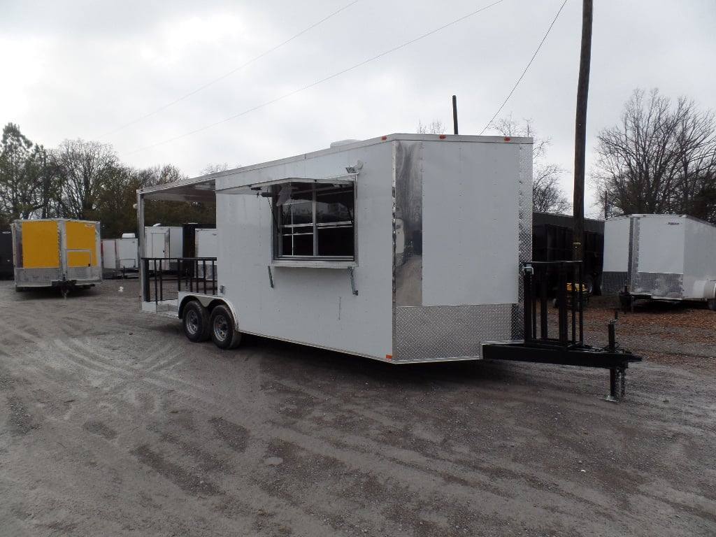 554-8.5-x-22-concession-food-trailer-white-catering-event-1.jpg 8.5' x 22' Concession Food Trailer White Catering Event