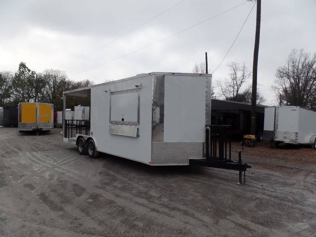 554-8.5-x-22-concession-food-trailer-white-catering-event-3.jpg 8.5' x 22' Concession Food Trailer White Catering Event