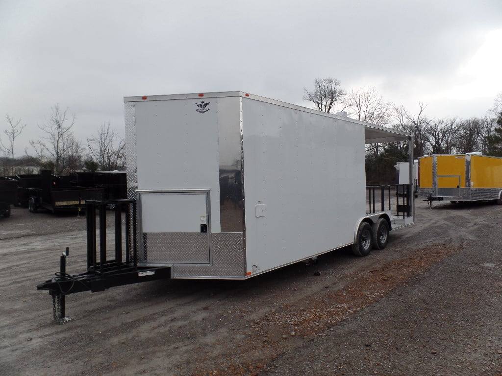 554-8.5-x-22-concession-food-trailer-white-catering-event-7.jpg 8.5' x 22' Concession Food Trailer White Catering Event