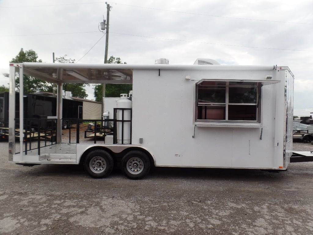 555-8.5-x-22-concession-food-white-bbq-porch-trailer-with-appliances-1.jpg 8.5' x 22' Concession Food White BBQ Porch Trailer With Appliances