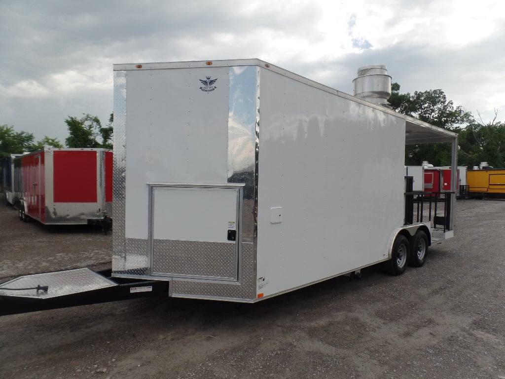 555-8.5-x-22-concession-food-white-bbq-porch-trailer-with-appliances-2.jpg 8.5' x 22' Concession Food White BBQ Porch Trailer With Appliances