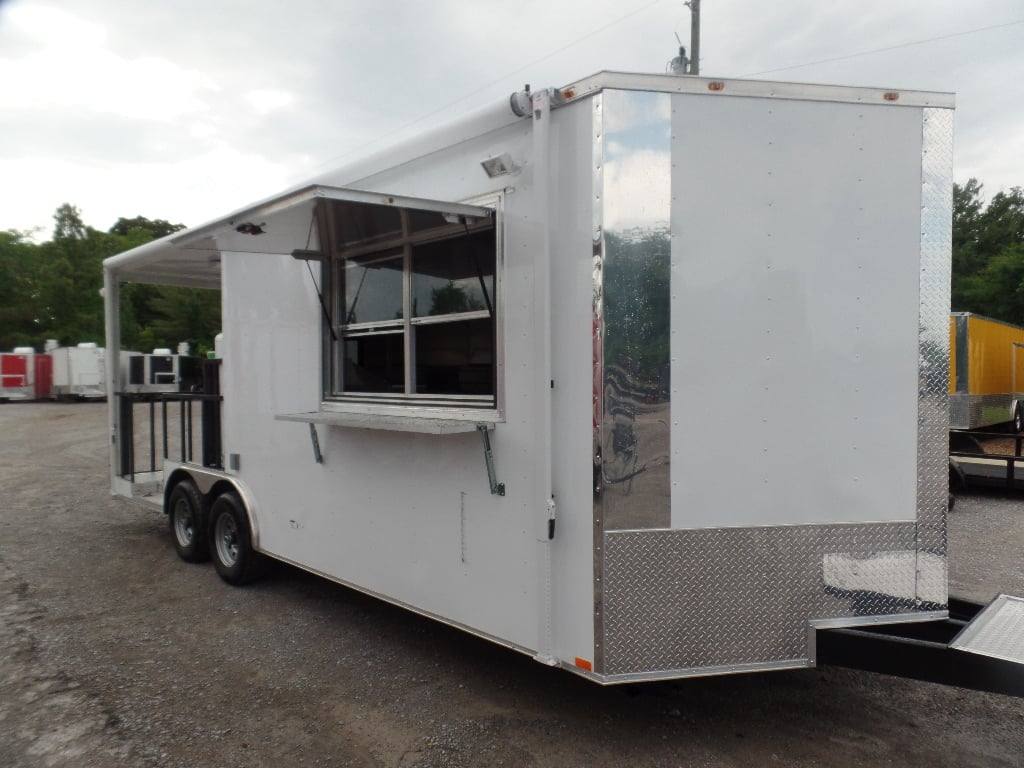 555-8.5-x-22-concession-food-white-bbq-porch-trailer-with-appliances-5.jpg 8.5' x 22' Concession Food White BBQ Porch Trailer With Appliances