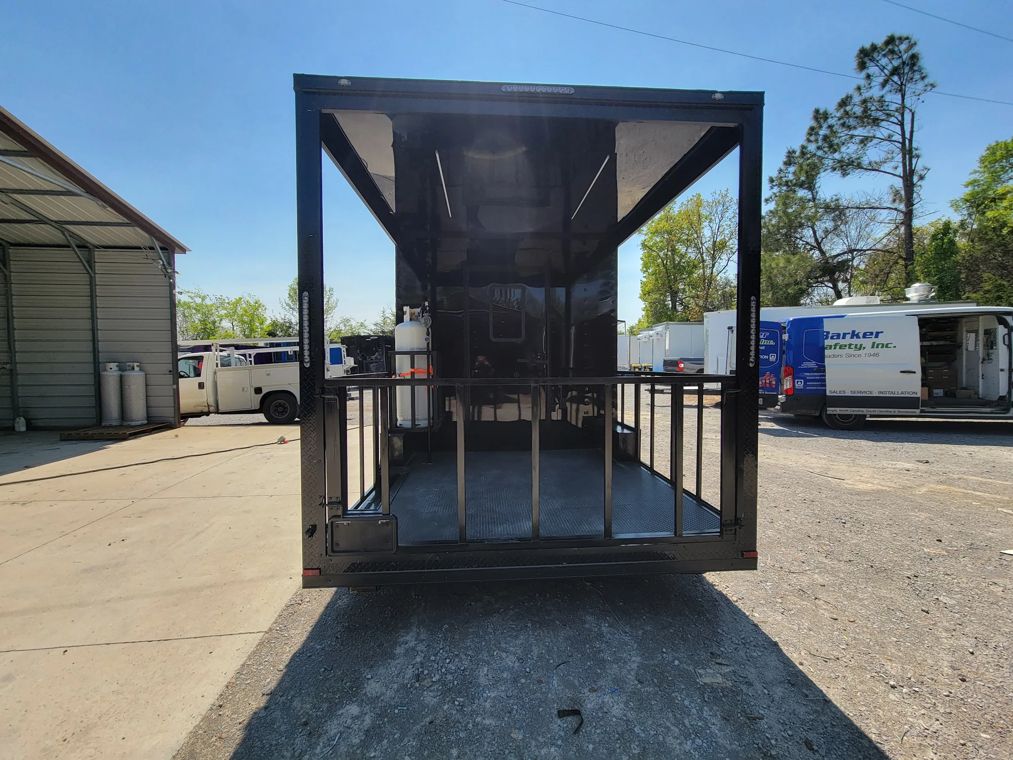 561-8.5-x-22-concession-trailer-black-with-blackout-trim-8ft-bbq-porch-8.webp 8.5' X 22' Concession Trailer Black With Blackout Trim 8ft BBQ Porch