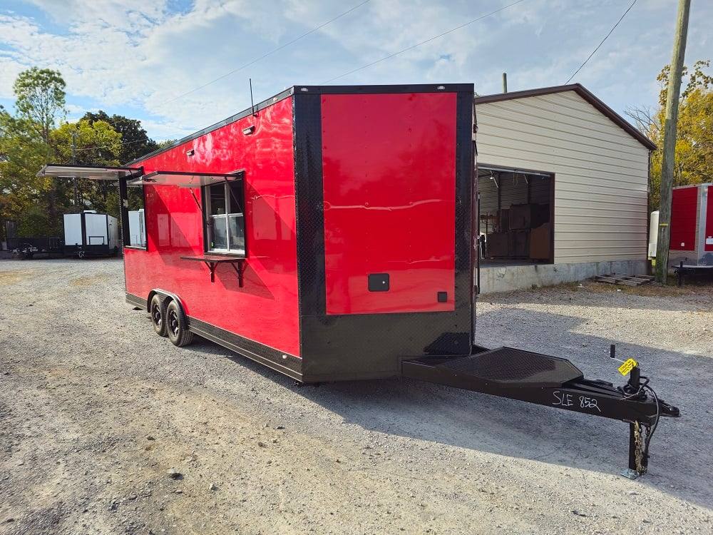8.5' X 22' Concession Trailer Red Food Event Catering BBQ