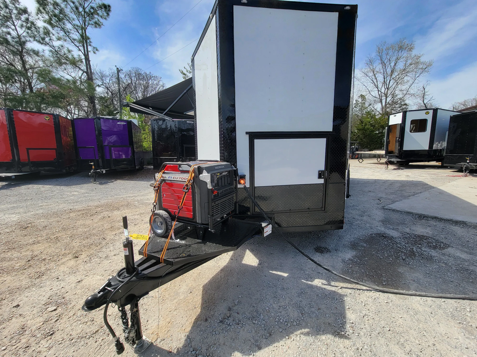 570-8.5-x-22-concession-trailer-with-8-porch-white-with-blackout-trim-bbq-food-event-catering-2.webp 8.5' X 22' Concession Trailer With 8' Porch White With Blackout Trim BBQ Food Event Catering