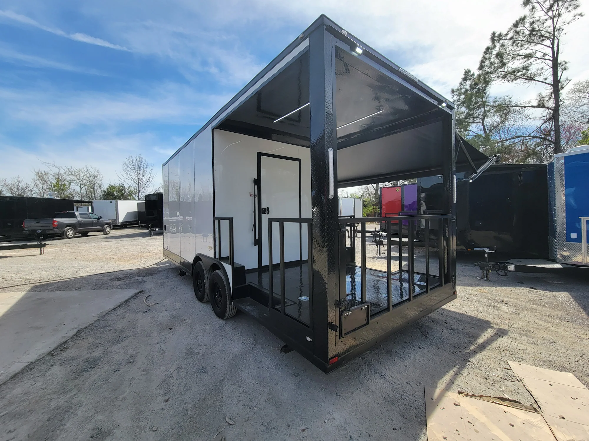 570-8.5-x-22-concession-trailer-with-8-porch-white-with-blackout-trim-bbq-food-event-catering-8.webp 8.5' X 22' Concession Trailer With 8' Porch White With Blackout Trim BBQ Food Event Catering