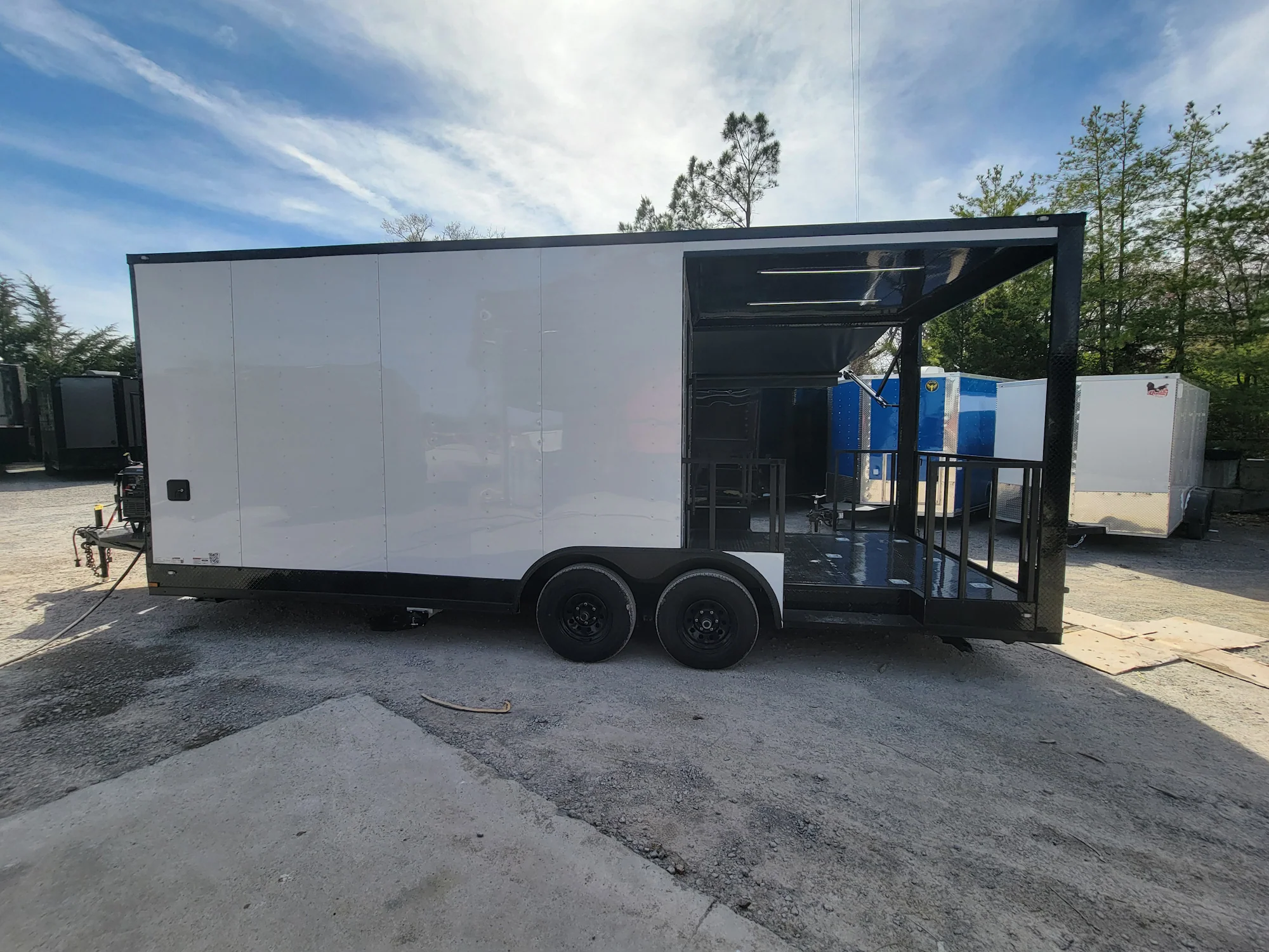 570-8.5-x-22-concession-trailer-with-8-porch-white-with-blackout-trim-bbq-food-event-catering-9.webp 8.5' X 22' Concession Trailer With 8' Porch White With Blackout Trim BBQ Food Event Catering
