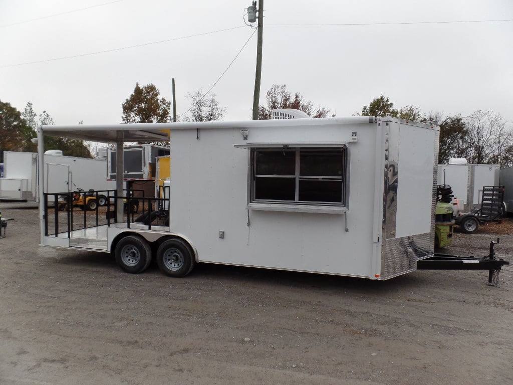 572-8.5-x-22-concessions-food-white-bbq-event-trailer-1.jpg 8.5' x 22' Concessions Food White BBQ Event Trailer