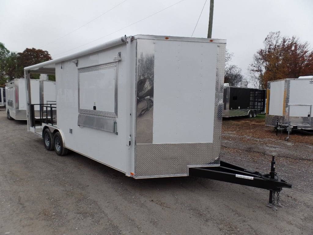 572-8.5-x-22-concessions-food-white-bbq-event-trailer-2.jpg 8.5' x 22' Concessions Food White BBQ Event Trailer