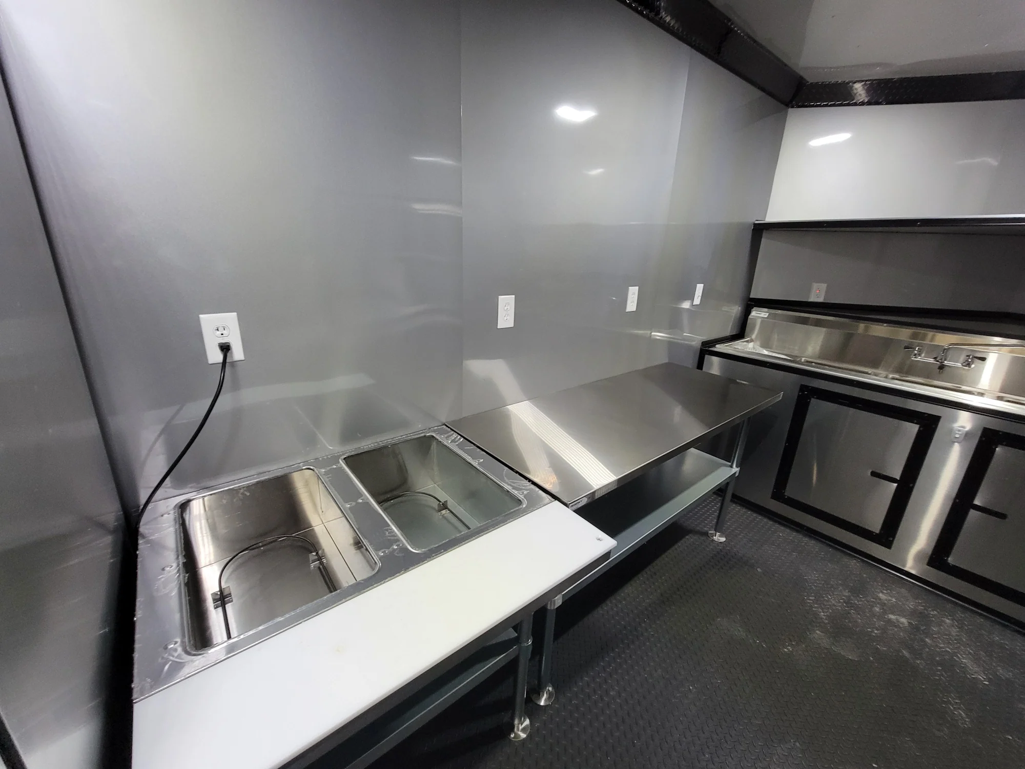 8.5' X 22' Custom BBQ Concession Trailer Victory Red With 8' Porch Black and Blackout Trim
