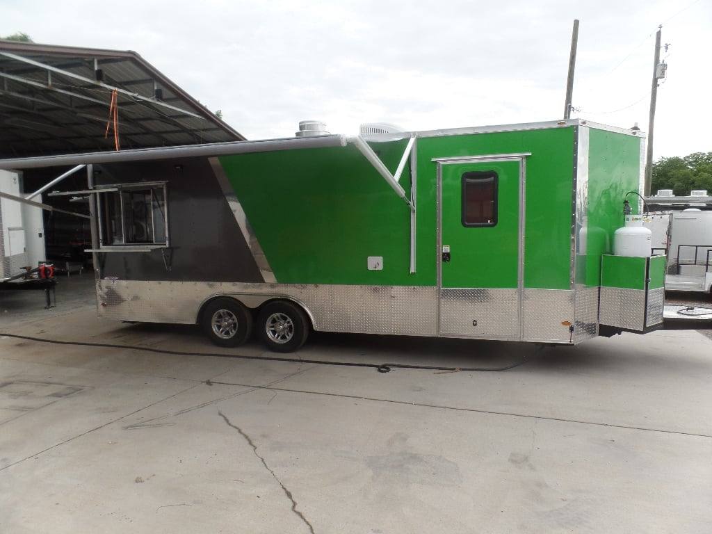 577-8.5-x-22-electric-green-concession-food-trailer-with-appliances-1.jpg 8.5' x 22' Electric Green Concession Food Trailer With Appliances