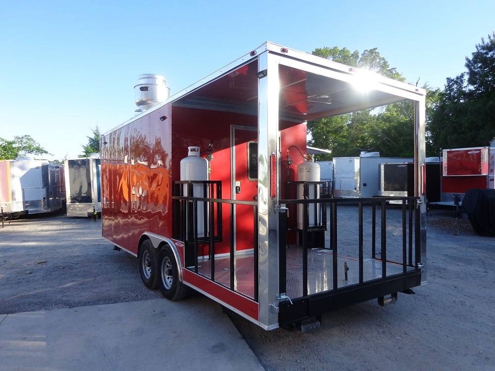 583-8.5-x-22-flat-front-red-concession-porch-style-trailer-with-appliances-13.jpg 8.5' x 22' Flat Front Red Concession Porch Style Trailer With Appliances