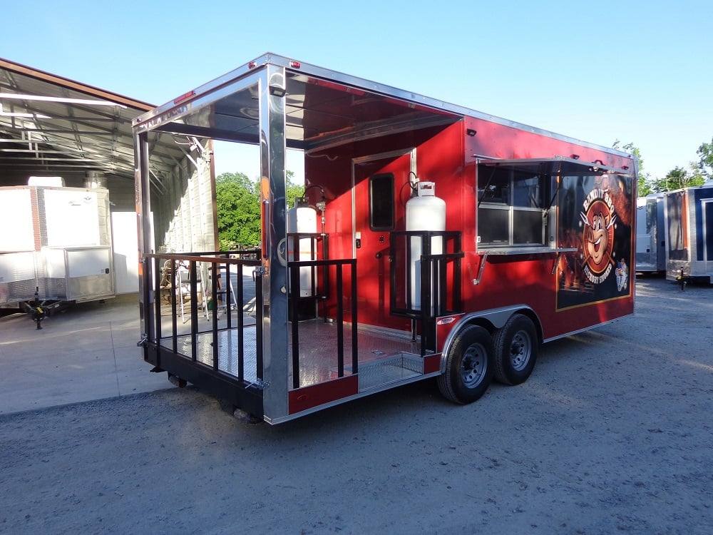 583-8.5-x-22-flat-front-red-concession-porch-style-trailer-with-appliances-3.jpg 8.5' x 22' Flat Front Red Concession Porch Style Trailer With Appliances