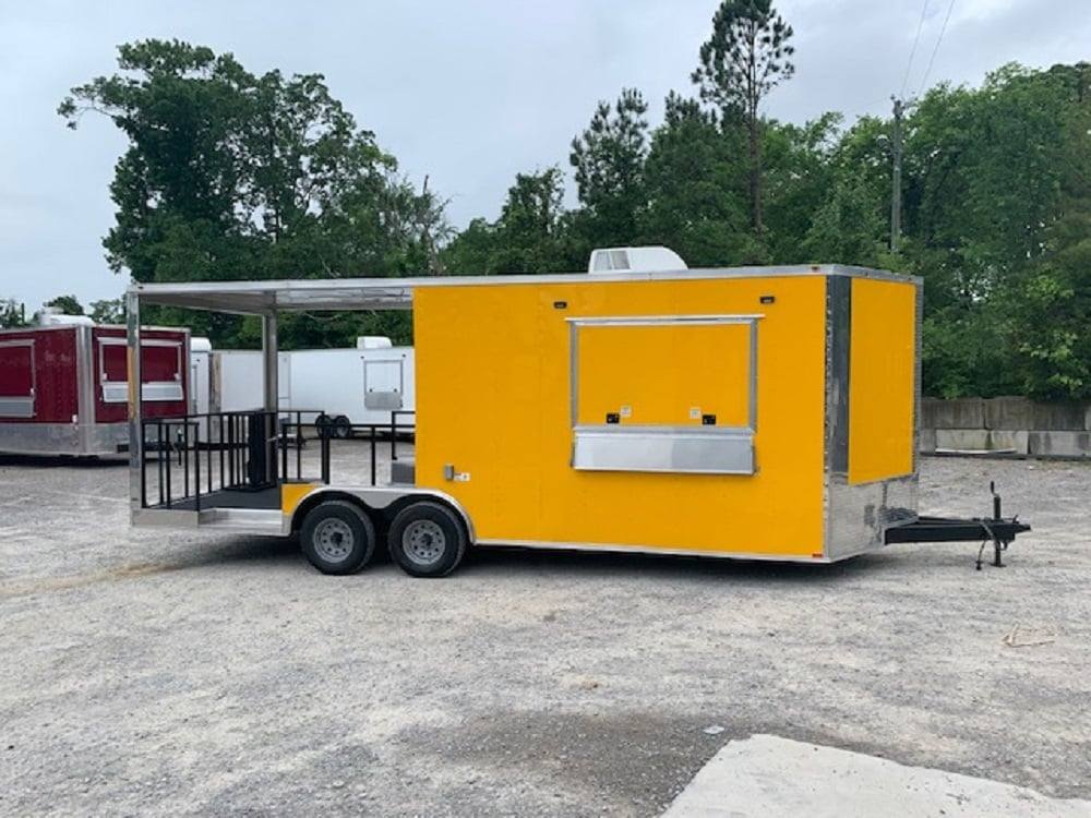 8.5' x 22' Penske Yellow BBQ Vending Concession Food Trailer