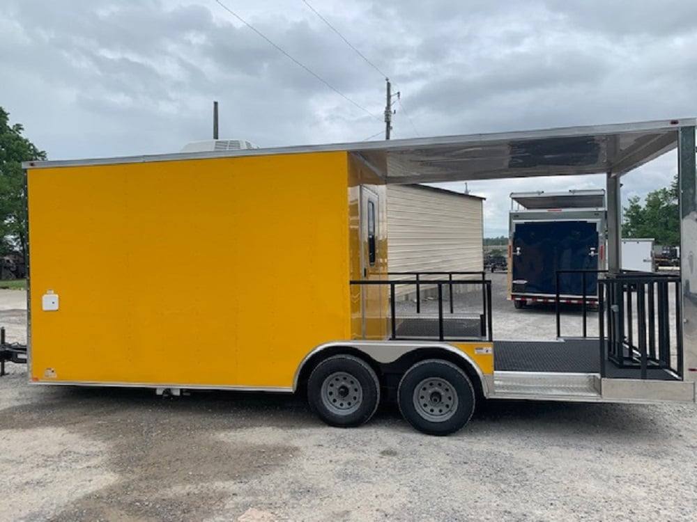 8.5' x 22' Penske Yellow BBQ Vending Concession Food Trailer