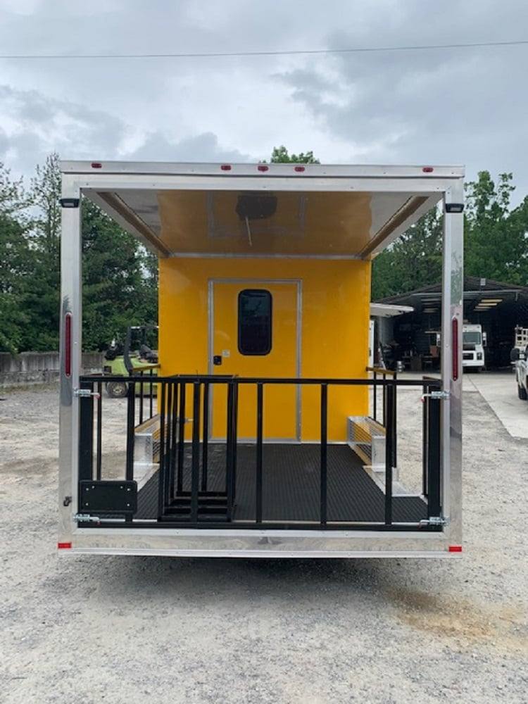 8.5' x 22' Penske Yellow BBQ Vending Concession Food Trailer