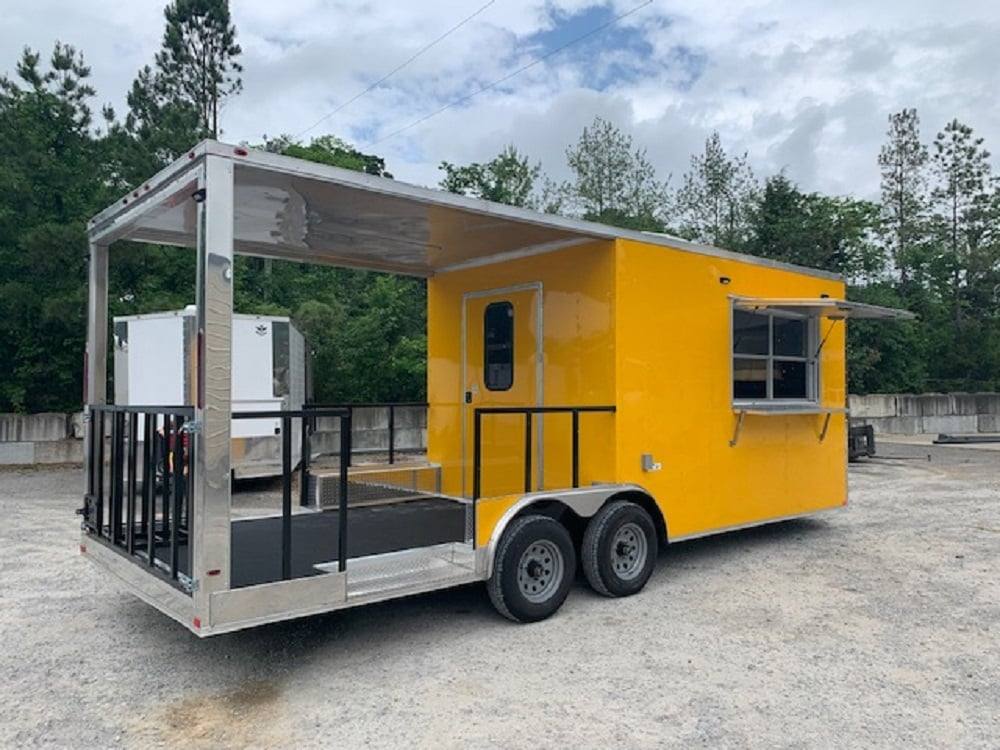 8.5' x 22' Penske Yellow BBQ Vending Concession Food Trailer