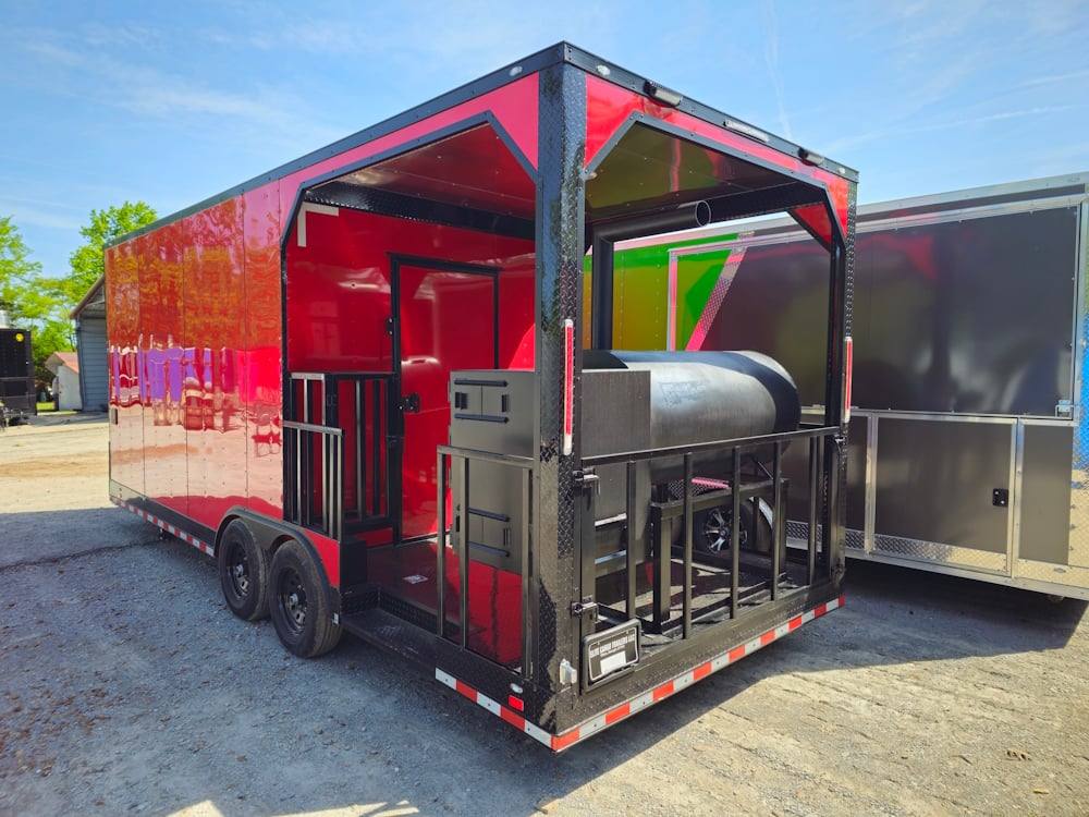 591-8.5-x-22-red-bbq-food-event-catering-concession-8.jpg 8.5' X 22' Red BBQ Food Event Catering Concession