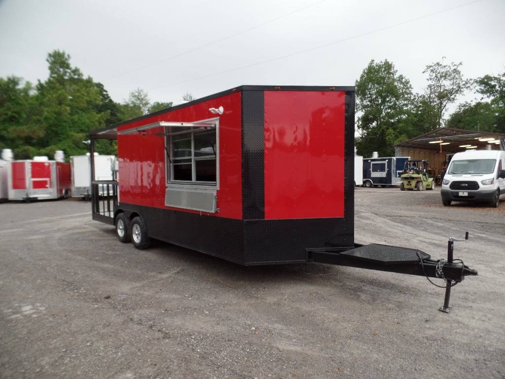 592-8.5-x-22-red-blackout-trim-concession-food-trailer-with-appliances-1.jpg 8.5' x 22' Red Blackout Trim Concession Food Trailer With Appliances