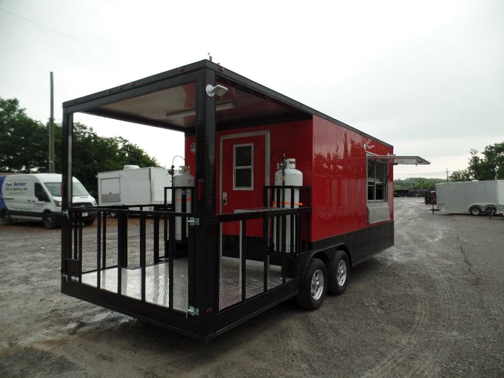 592-8.5-x-22-red-blackout-trim-concession-food-trailer-with-appliances-12.jpg 8.5' x 22' Red Blackout Trim Concession Food Trailer With Appliances