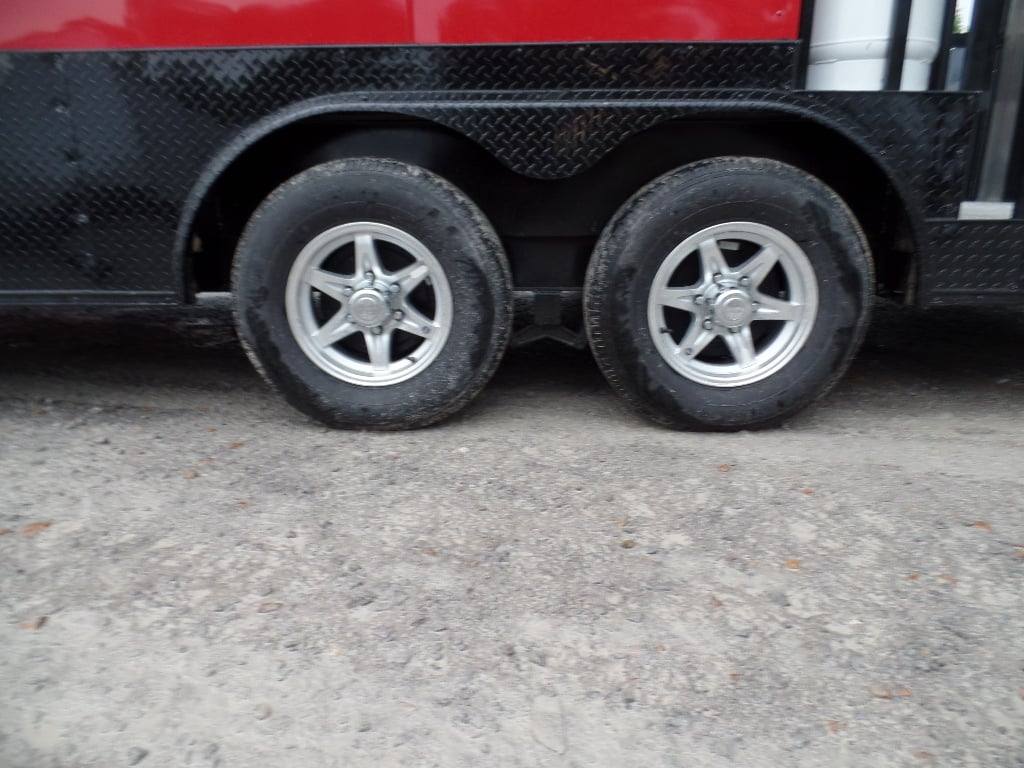 592-8.5-x-22-red-blackout-trim-concession-food-trailer-with-appliances-2.jpg 8.5' x 22' Red Blackout Trim Concession Food Trailer With Appliances