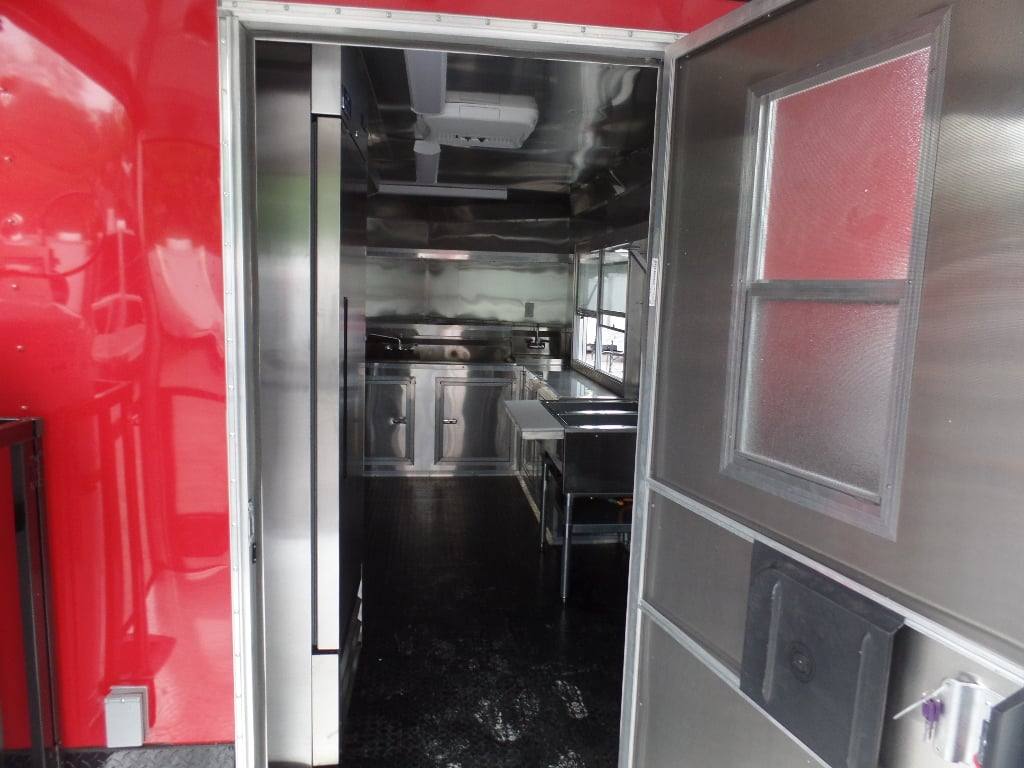 592-8.5-x-22-red-blackout-trim-concession-food-trailer-with-appliances-3.jpg 8.5' x 22' Red Blackout Trim Concession Food Trailer With Appliances