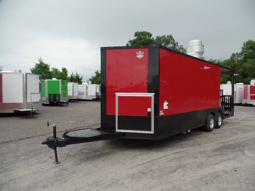 592-8.5-x-22-red-blackout-trim-concession-food-trailer-with-appliances-5.jpg 8.5' x 22' Red Blackout Trim Concession Food Trailer With Appliances