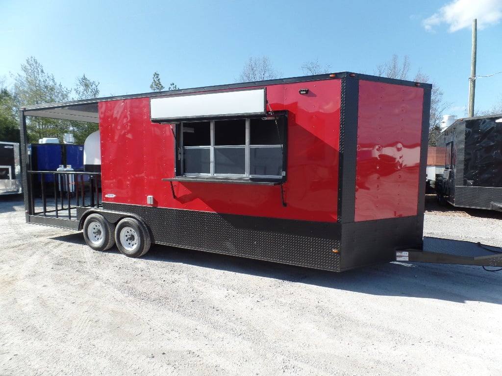 595-8.5-x-22-red-concession-food-trailer-with-appliances-1.jpg 8.5' x 22' Red Concession Food Trailer With Appliances