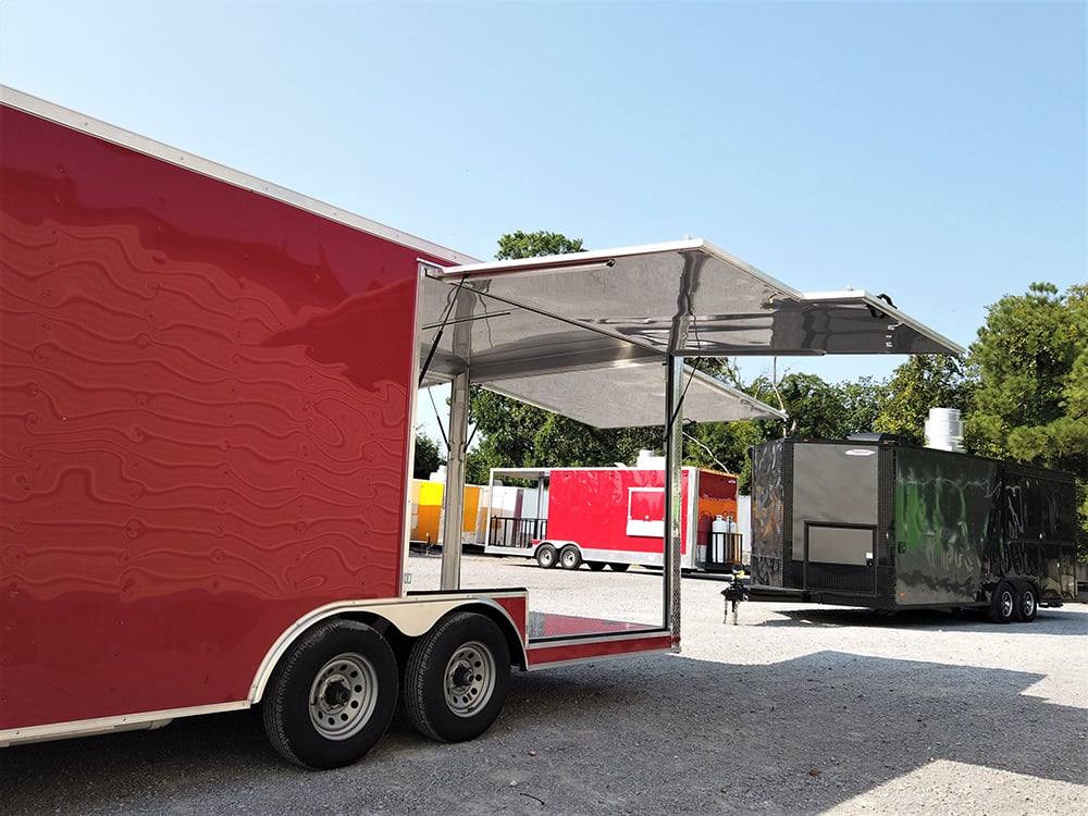 8.5' x 22' Red Porch Style Concession Food Trailer