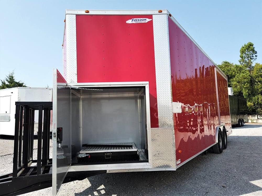 8.5' x 22' Red Porch Style Concession Food Trailer