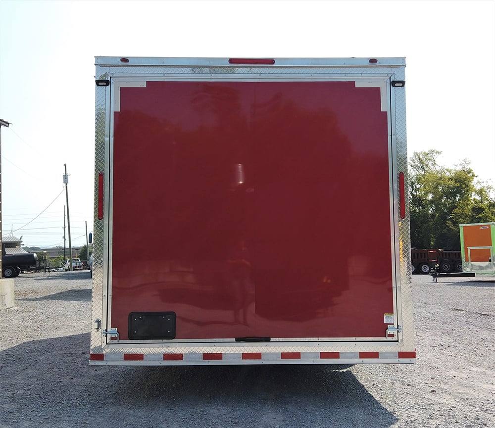 8.5' x 22' Red Porch Style Concession Food Trailer