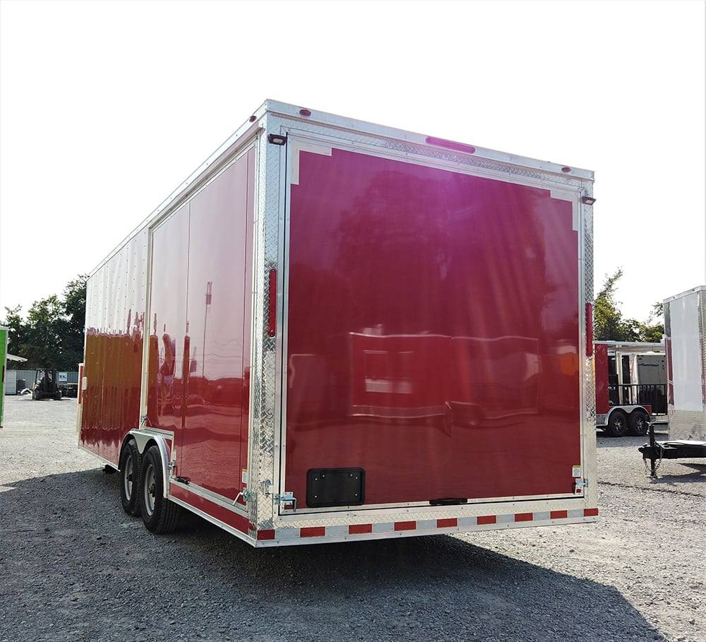 8.5' x 22' Red Porch Style Concession Food Trailer