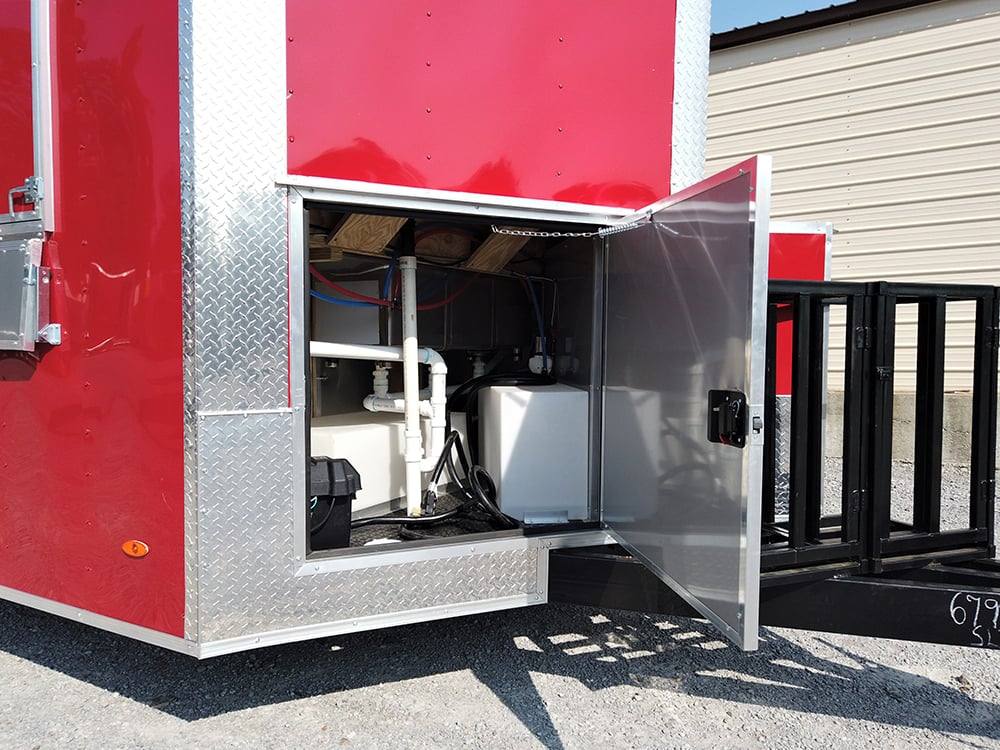 8.5' x 22' Red Porch Style Concession Food Trailer